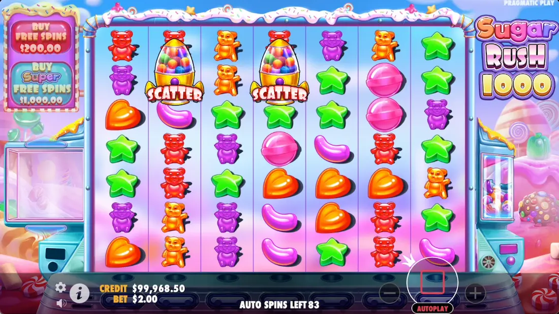 Fonctionnalités slot Sugar Rush 1000